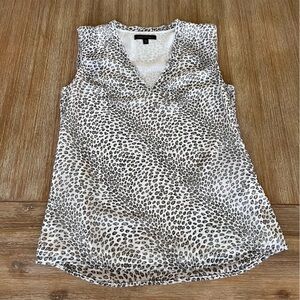 Banana Republic sleeveless blouse, gray/black and white animal print, EUC, XS